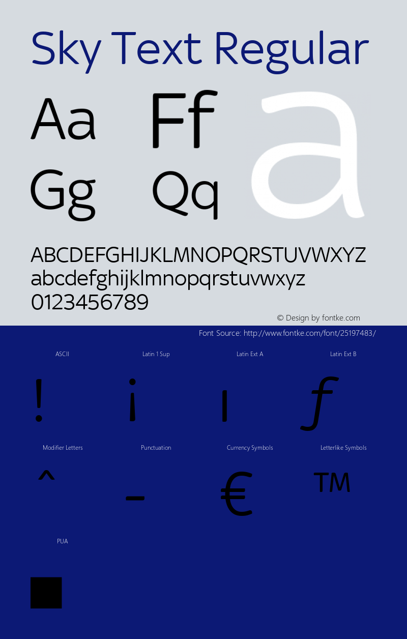 Sky Version 1.00 Font Sample