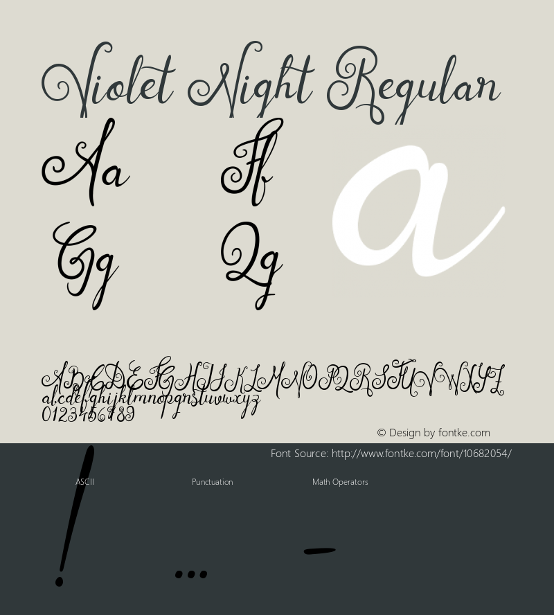 Violet Night Regular Version 1.000;PS 001.000;hotconv 1.0.70;makeotf.lib2.5.58329 Font Sample