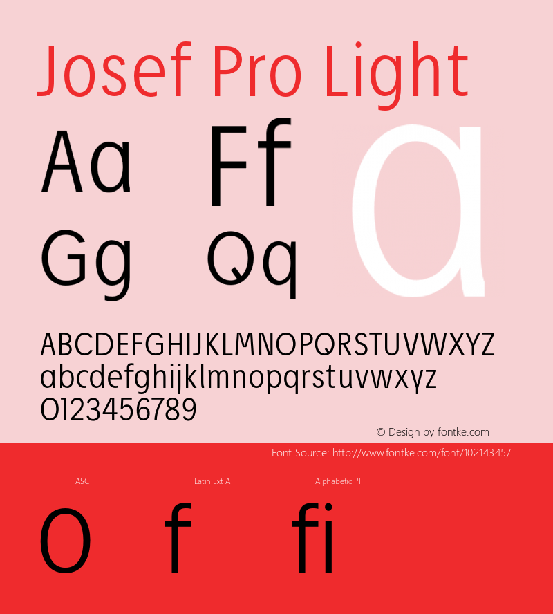 Josef Pro Light Version 4.002 2006 Font Sample