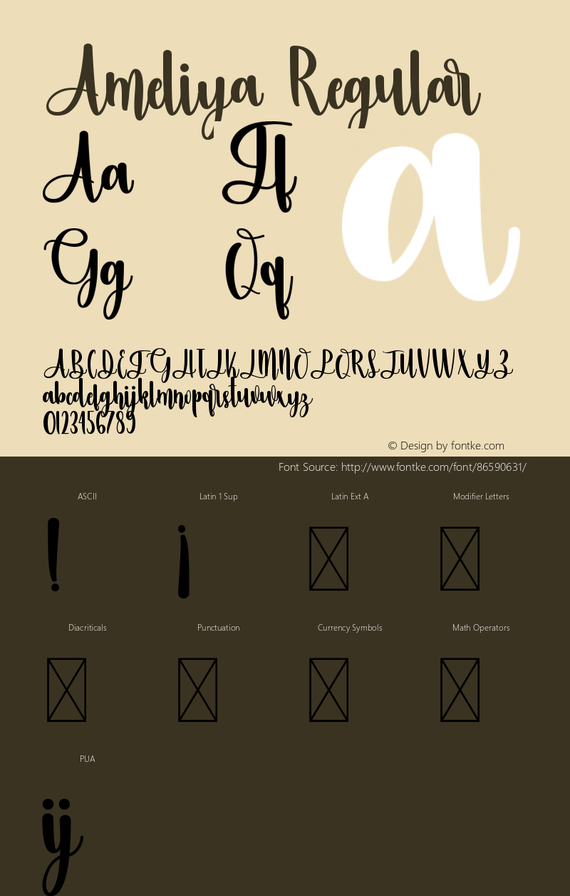 Ameliya Version 1.00;October 14, 2020;FontCreator 13.0.0.2683 64-bit Font Sample
