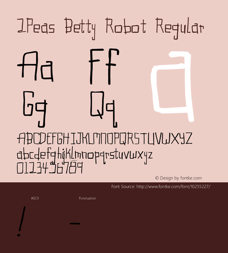 2Peas Betty Robot Regular Macromedia Fontographer 4.1 9/29/2005 Font Sample