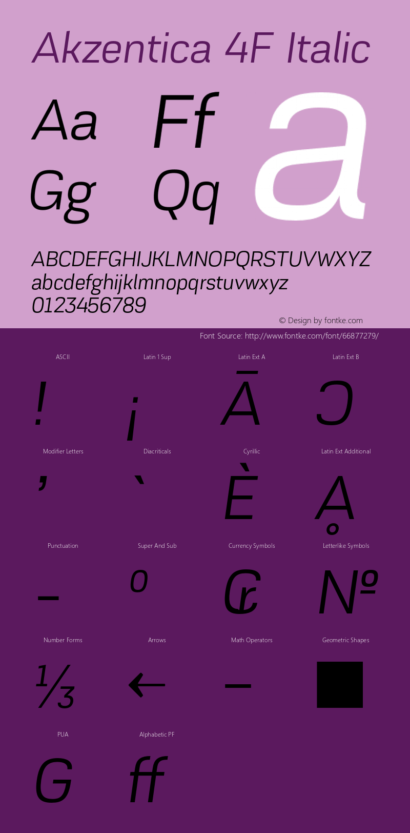 Akzentica4F-Italic 1.0 Font Sample