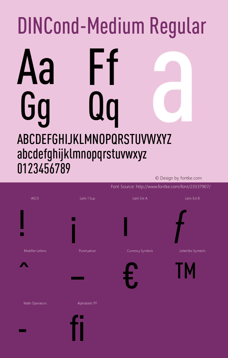 DINCond-Medium 4.450 Font Sample