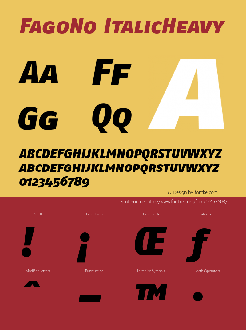 FagoNo ItalicHeavy Version 001.000 Font Sample