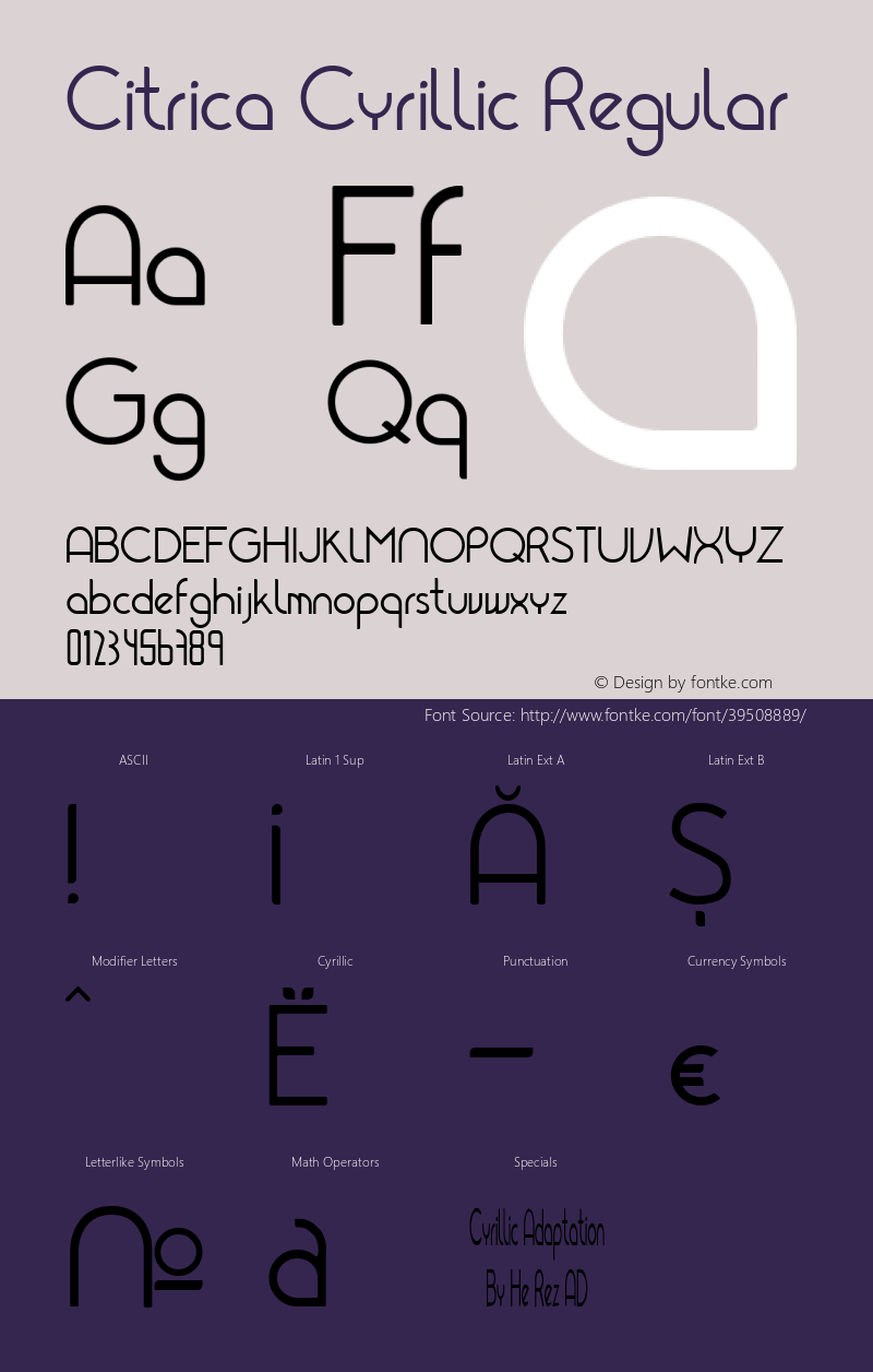 Citrica Cyrillic Version 1.002 February 24, 2017 Font Sample