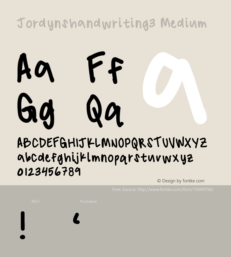 Jordynshandwriting3 Version 001.000 Font Sample