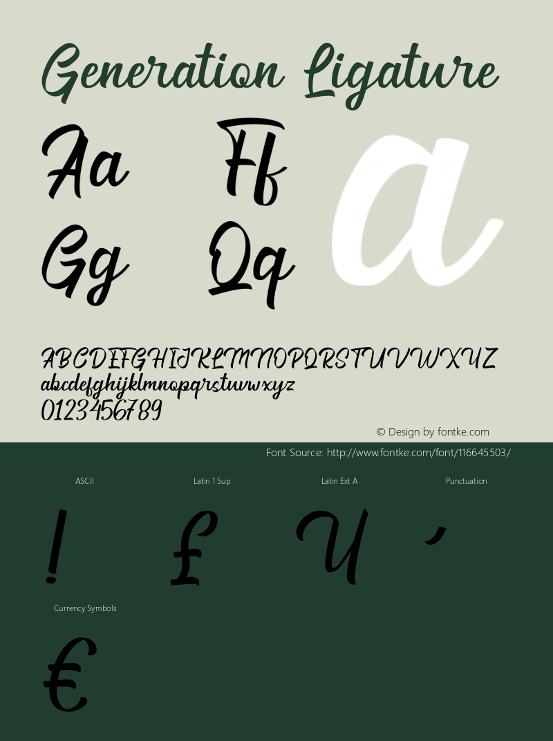 Generation Ligature Version 1.025;Fontself Maker 3.5.1 Font Sample