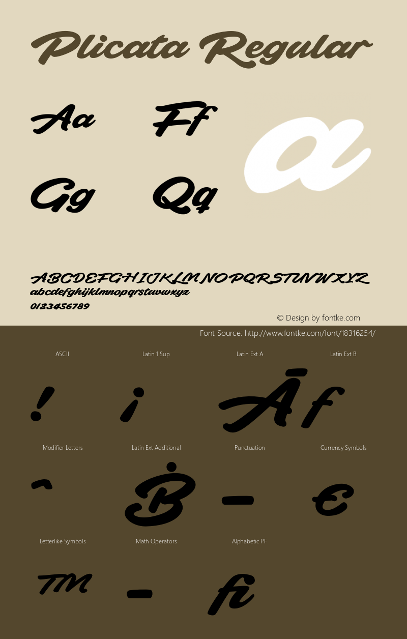 Plicata Regular Version 1.000 Font Sample