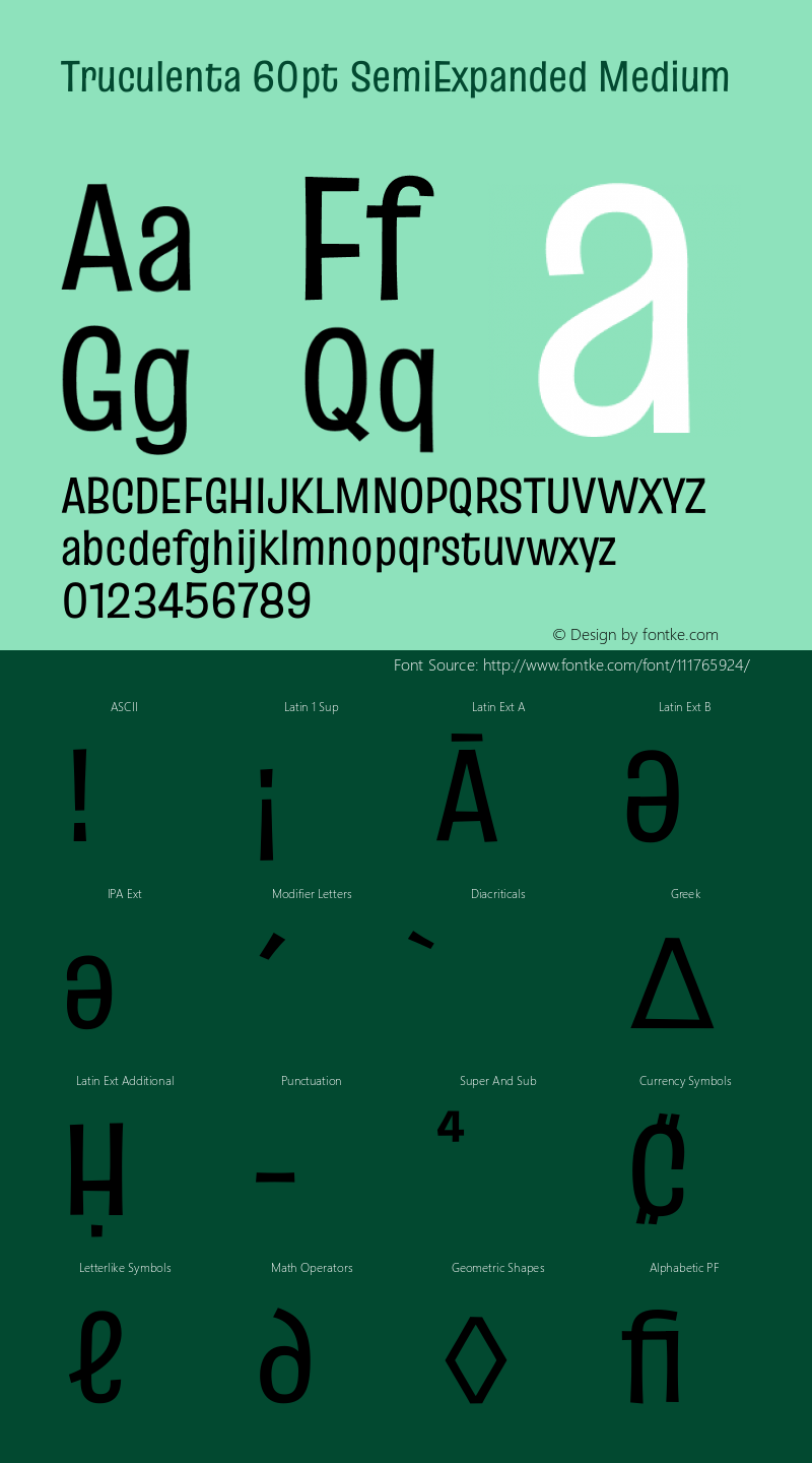 Truculenta 60pt SemiExpanded Medium Version 1.002 Font Sample