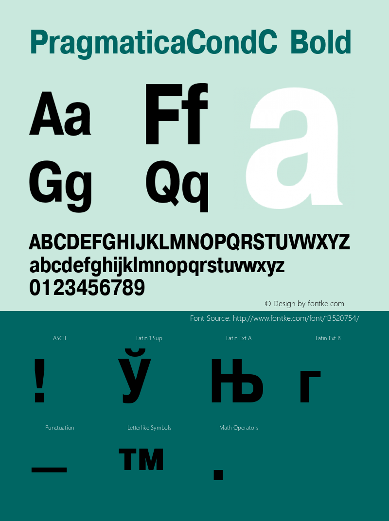 PragmaticaCondC Bold 1.0 Thu Jun 17 20:10:34 1993 Font Sample