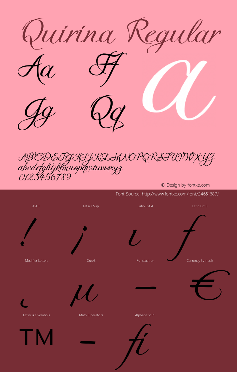 Quirina Version 1.00, SI, December 8, 2008, initial release Font Sample