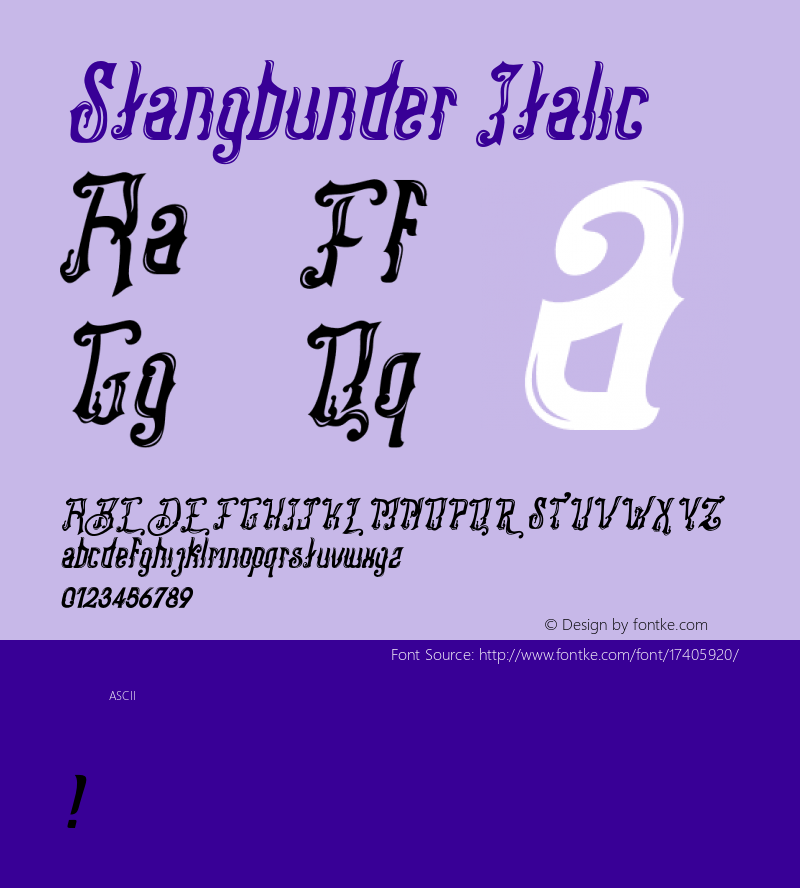 Stangbunder Italic Version 1.000;PS 001.001;hotconv 1.0.56 Font Sample