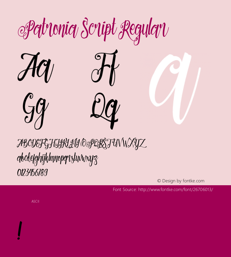 PatroniaScript 1.000 Font Sample