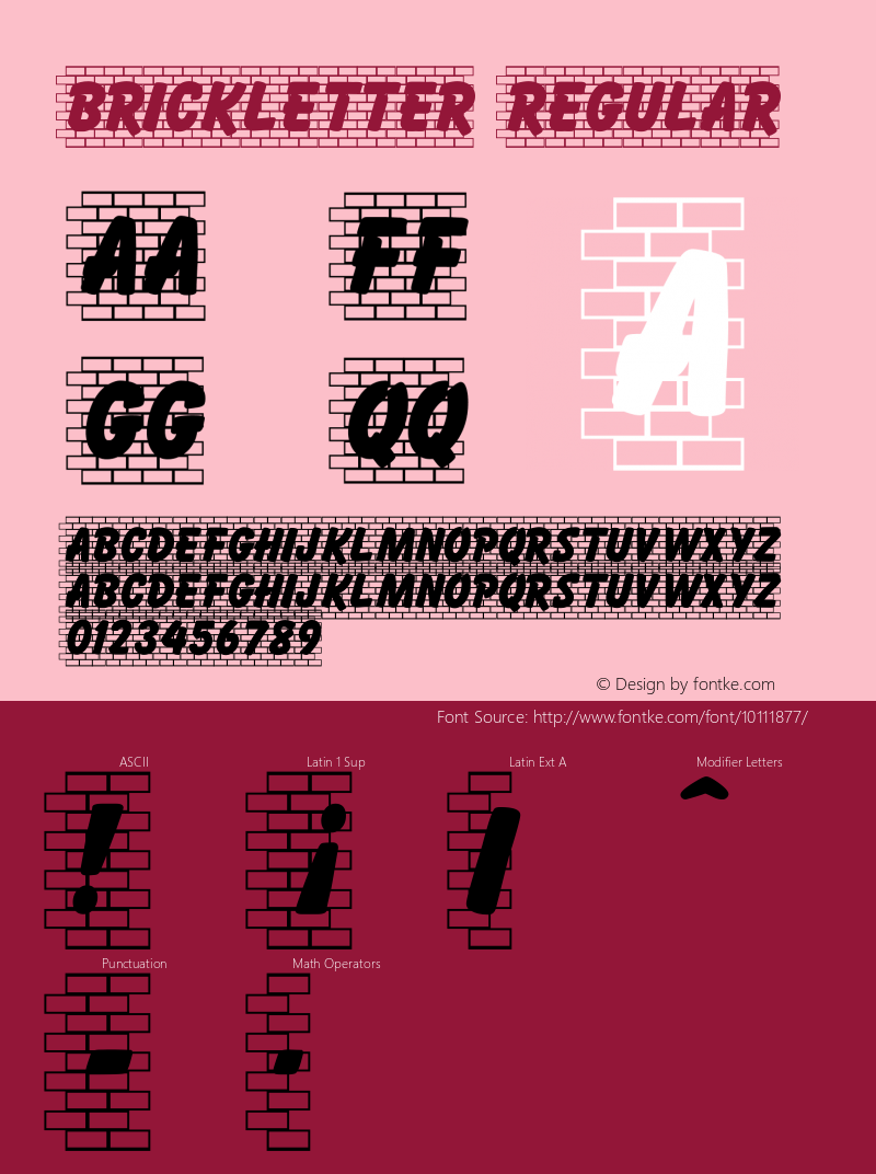 Brickletter Regular Macromedia Fontographer 4.1.3 10/27/02 Font Sample