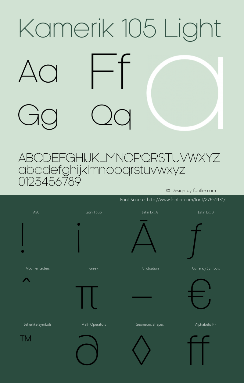 Kamerik 105 Light Version 6.000 Font Sample