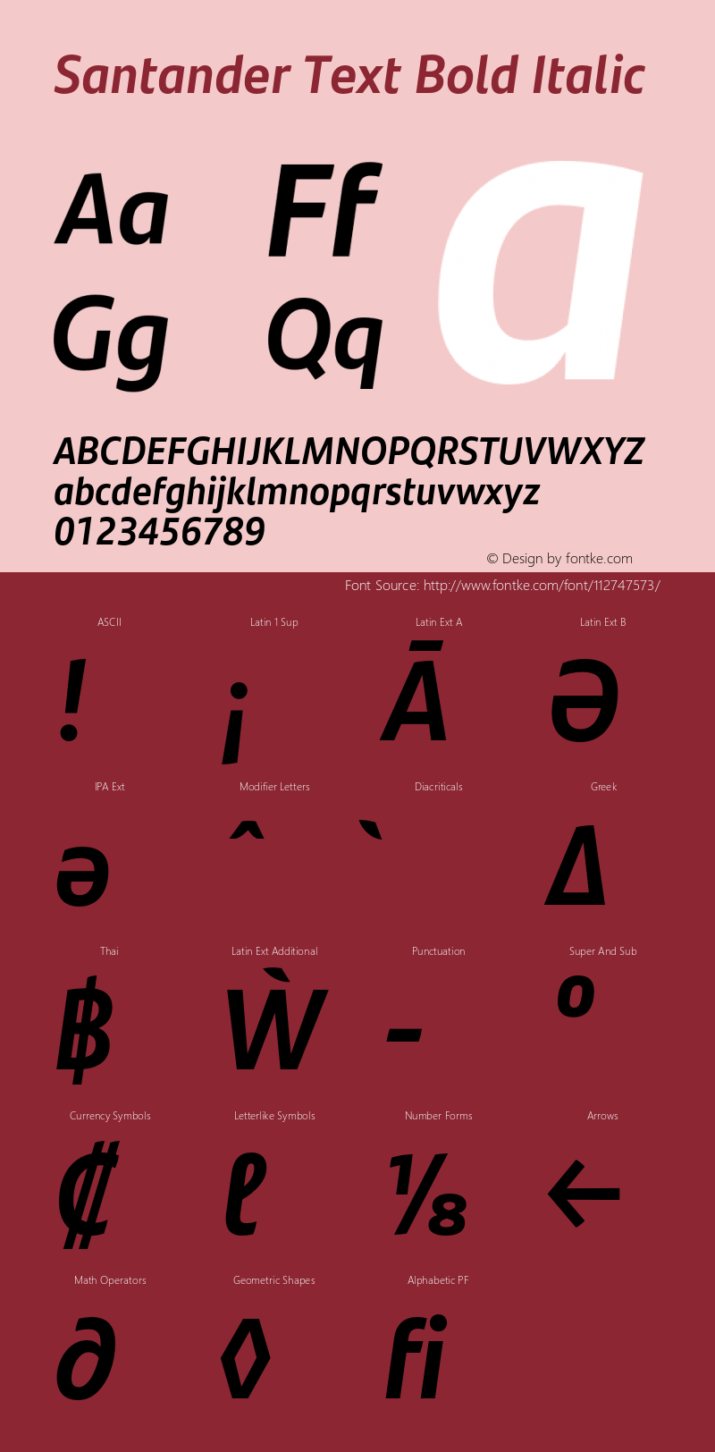 SantanderText-BoldItalic Version 1.000 | wf-rip DC20181015 Font Sample