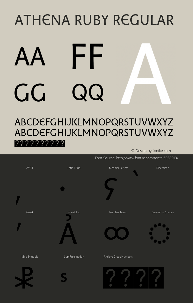 Athena Ruby Regular Version 1.00 build 018 Font Sample