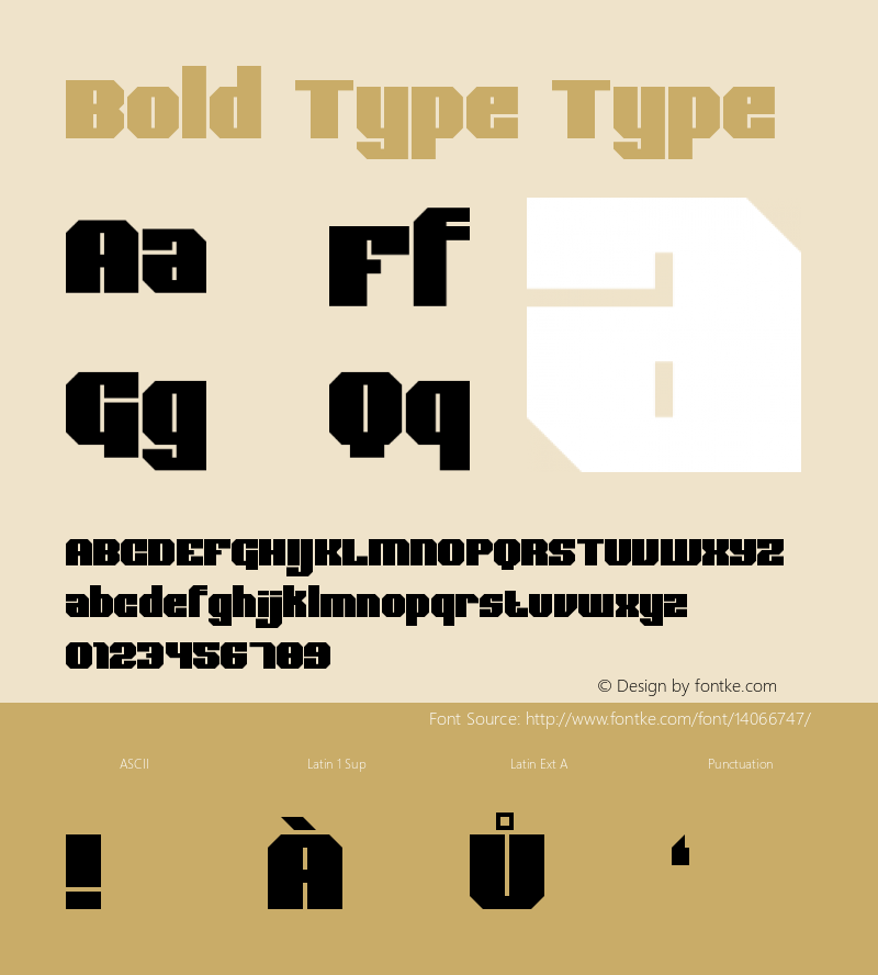 Bold Type Type Version 1.0 Font Sample