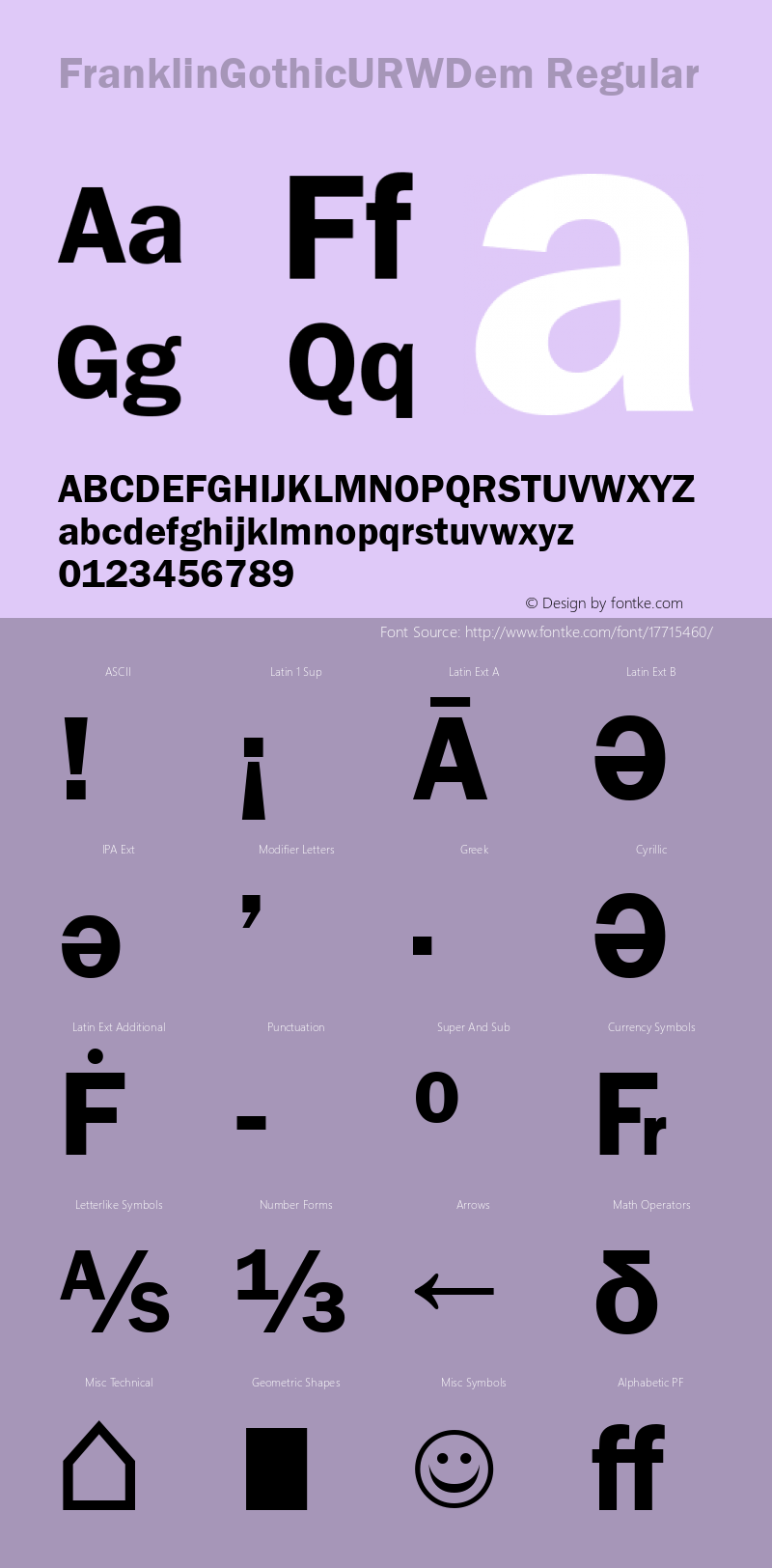 FranklinGothicURWDem Regular Version 1.10 Font Sample