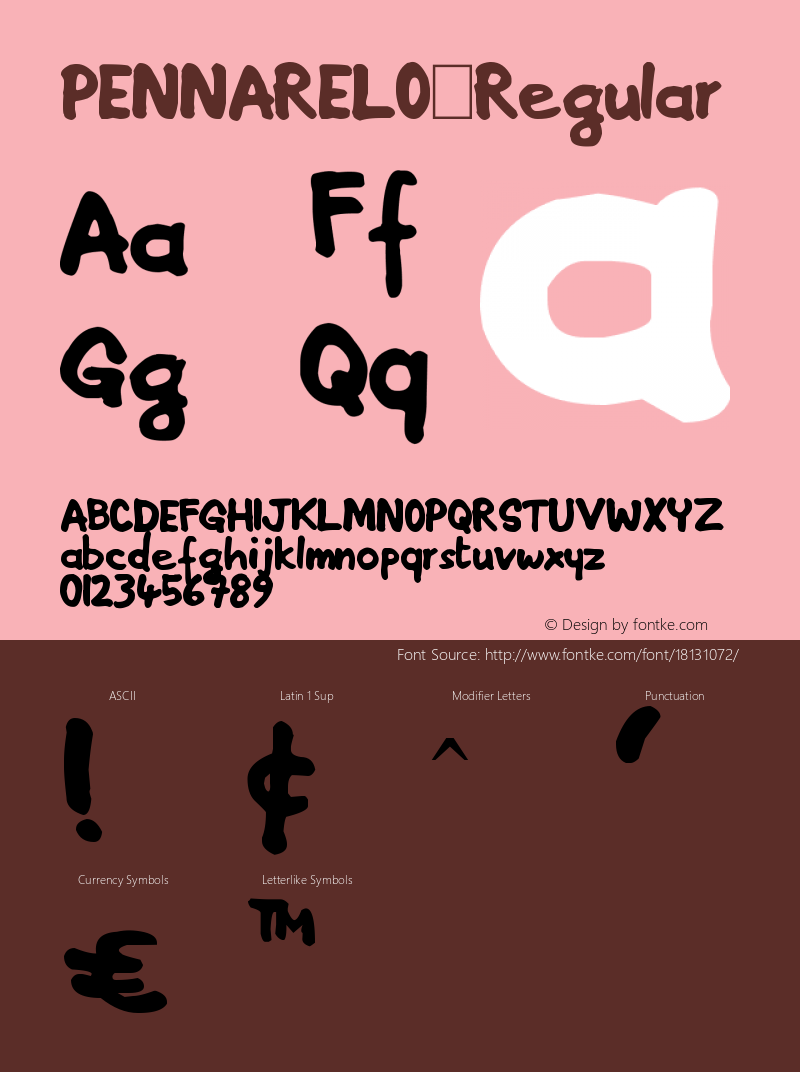 PENNARELO Regular Version 1.00 July 30, 2010, Font Sample