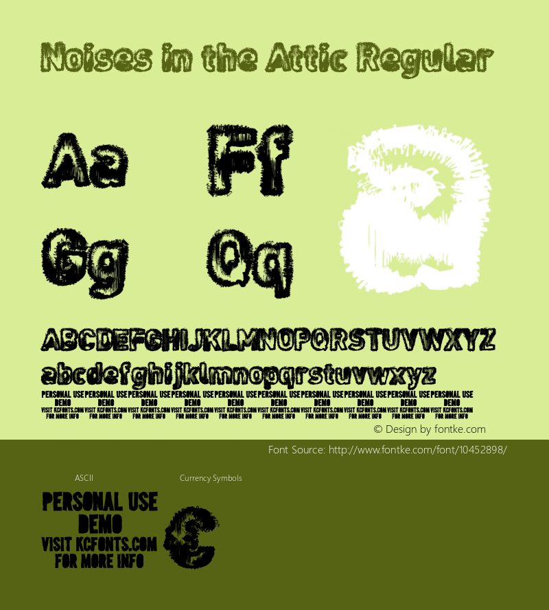 Noises in the Attic Regular Version 1.000 DEMO Font Sample