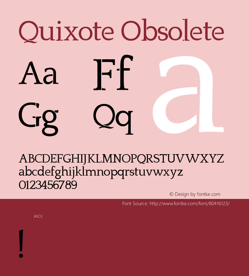 Quixote Obsolete Version 1.000 | w-rip DC20180920 Font Sample