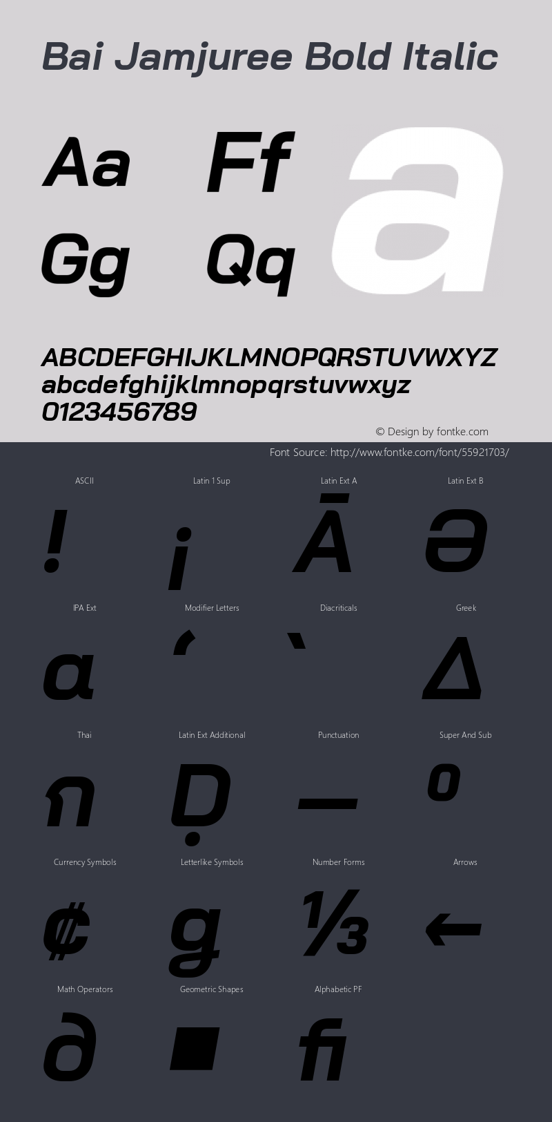Bai Jamjuree Bold Italic Version 1.000; ttfautohint (v1.6) Font Sample