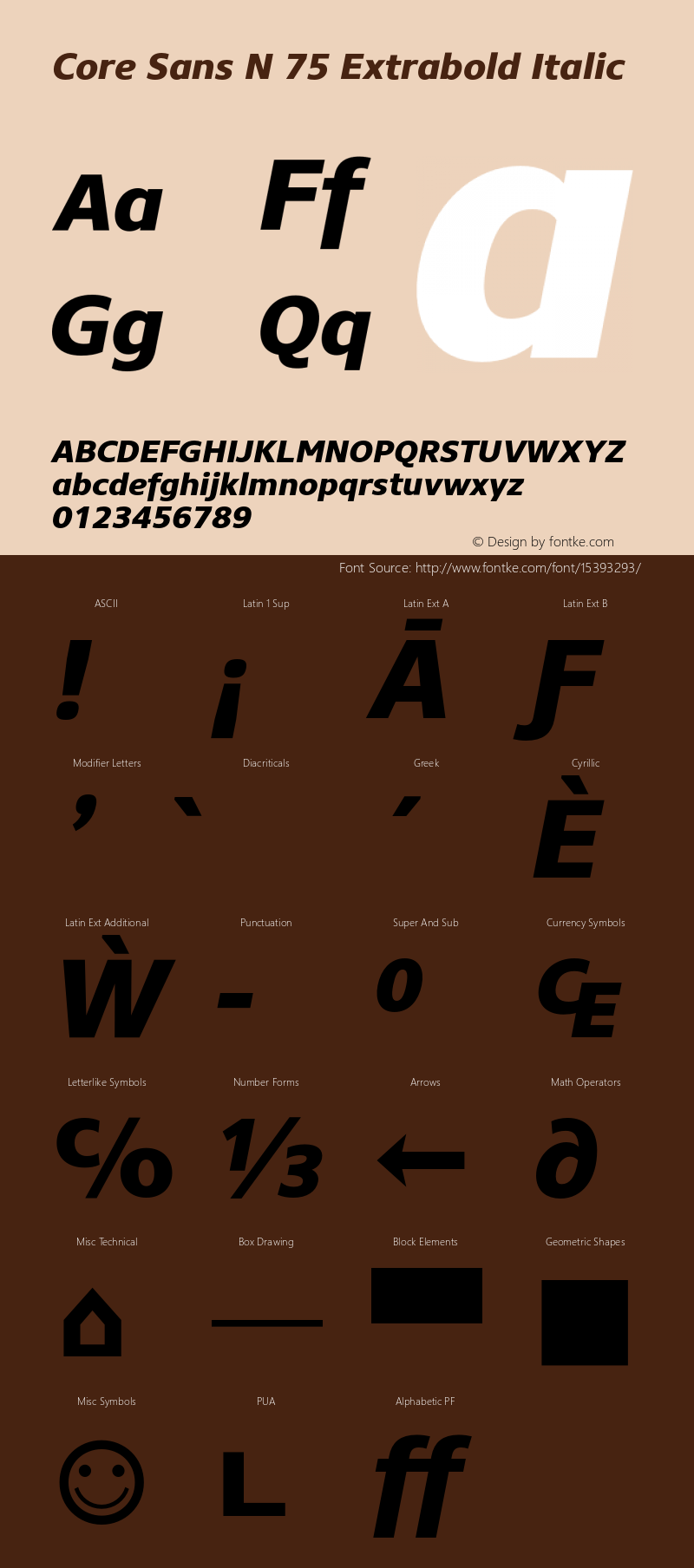 Core Sans N 75 Extrabold Italic Version 1.000;PS 001.001;hotconv 1.0.56 Font Sample