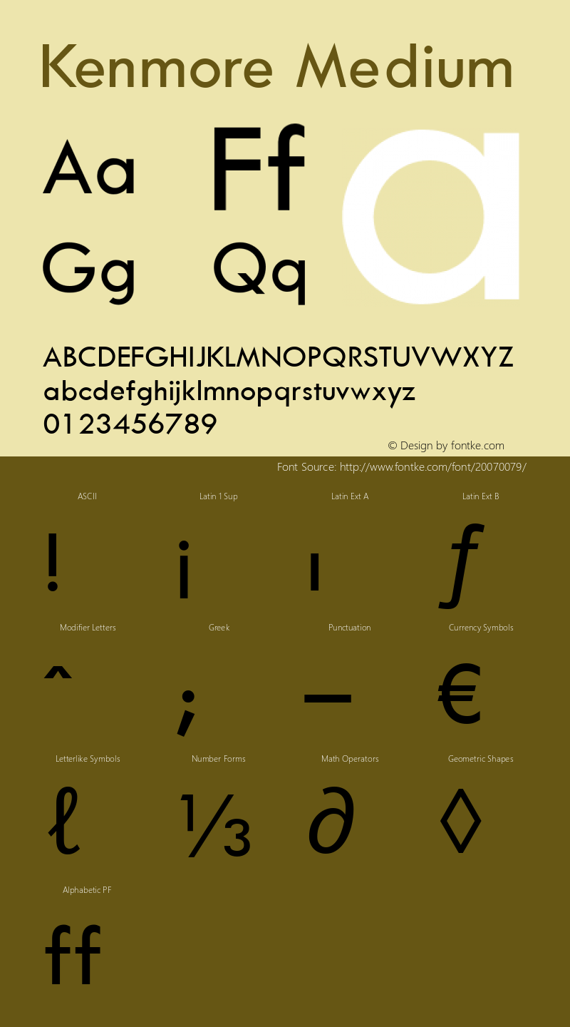 Kenmore Medium Version 002.000 Font Sample