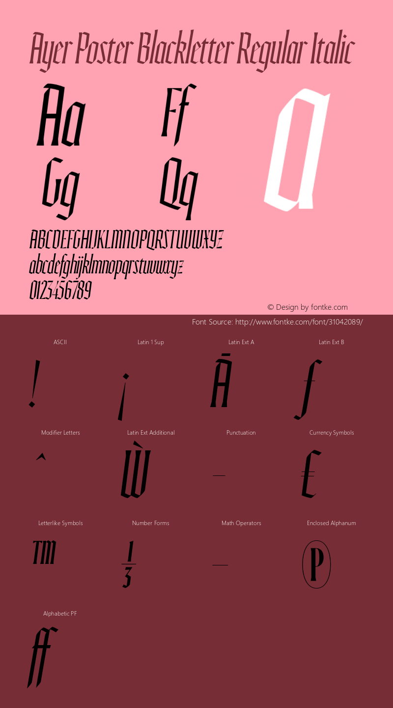 AyerPosterBlackletter-RegularIt Version 1.001;hotconv 1.0.109;makeotfexe 2.5.65596 Font Sample