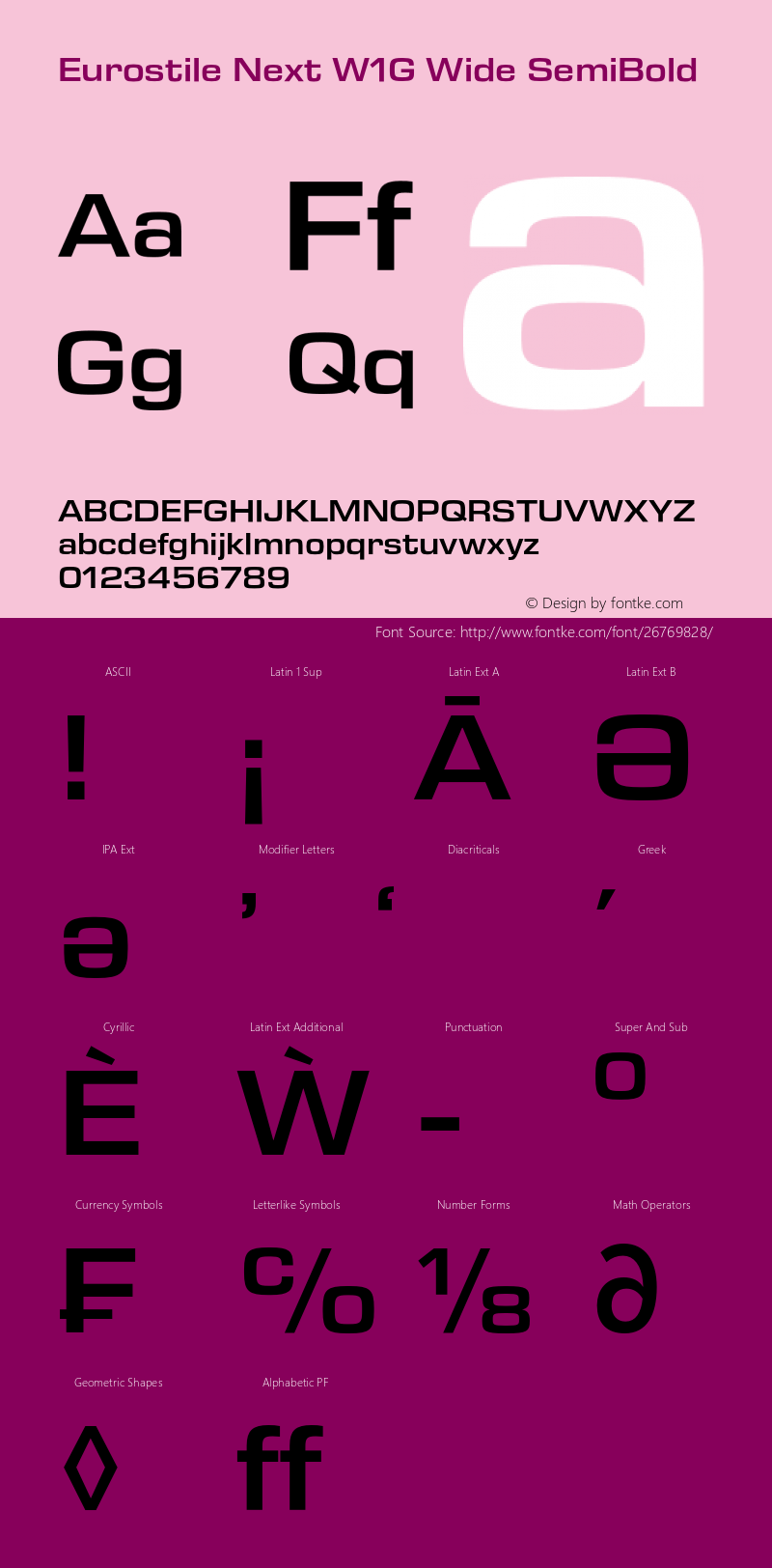 Eurostile Next W1G Wide SmBd Version 1.00 Font Sample