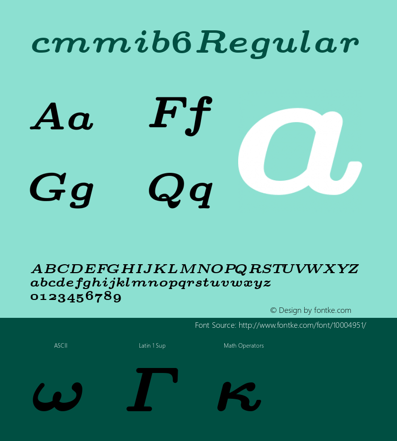 cmmib6 Regular 1.1/12-Nov-94 Font Sample