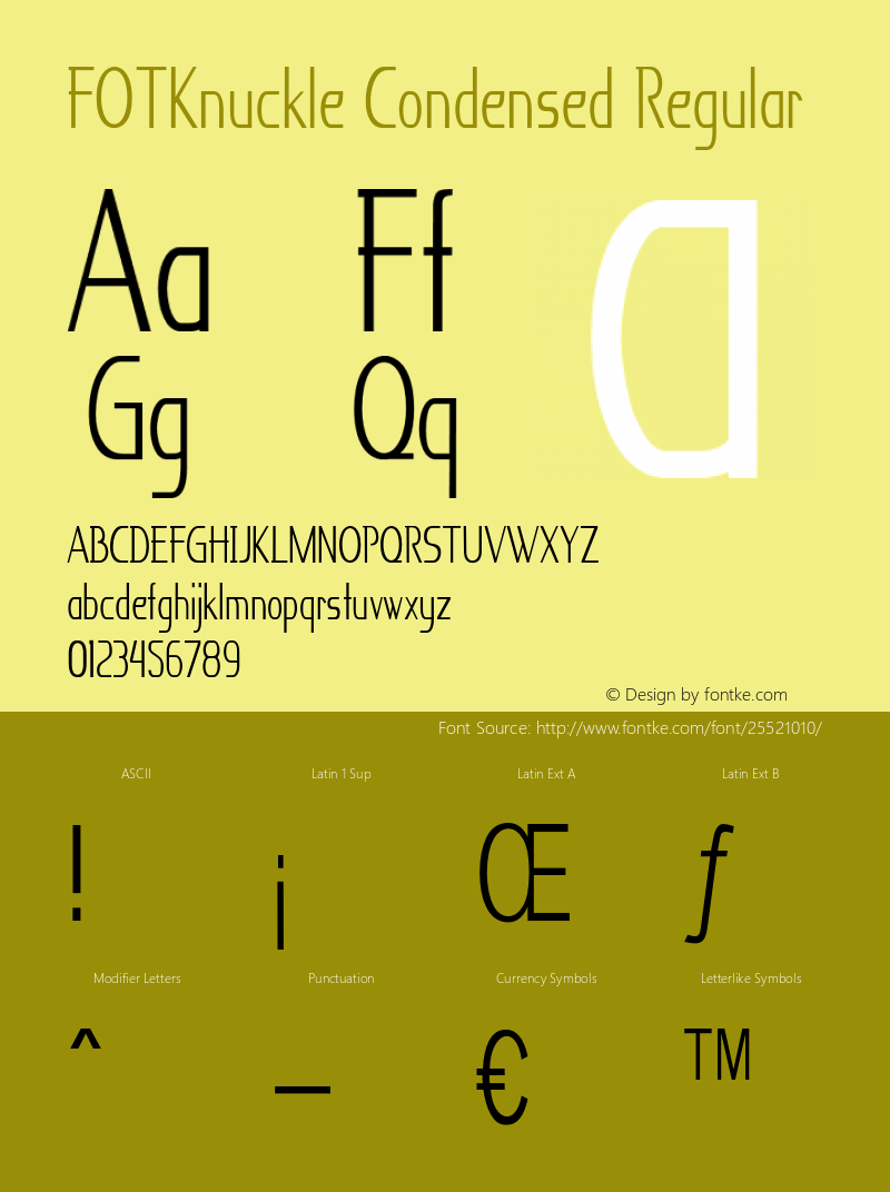 FOTKnuckle-CondensedRegular Version 1.000 Font Sample