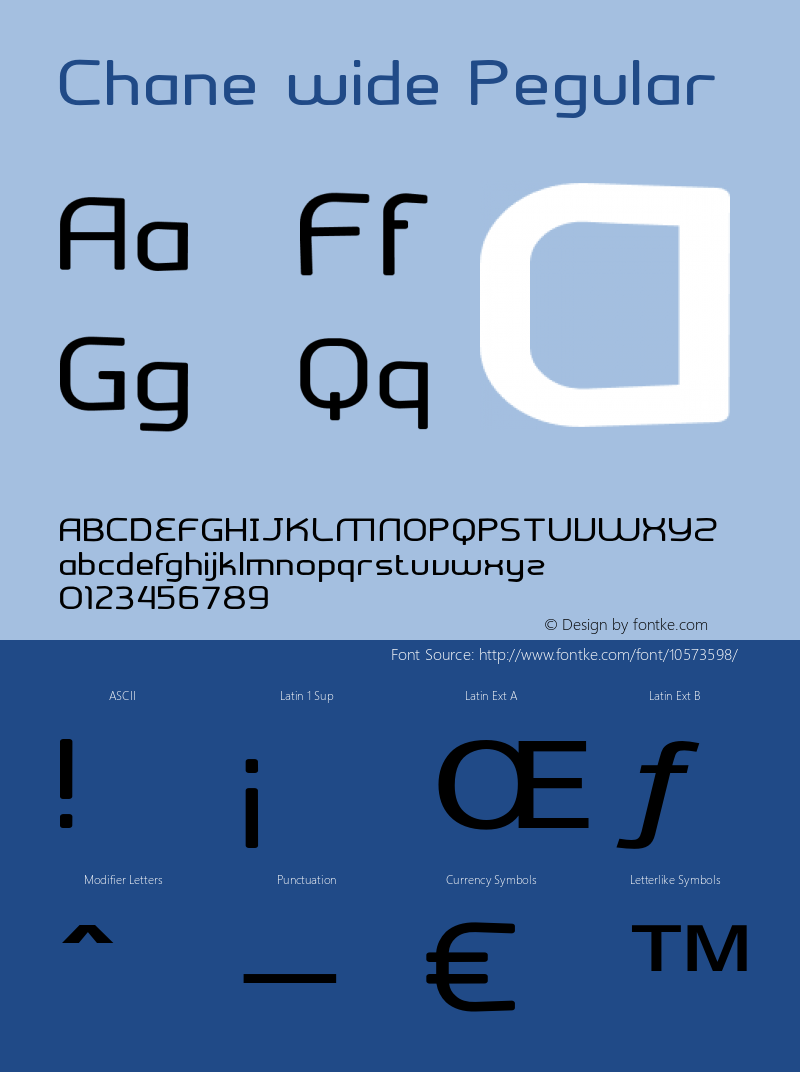 Chane wide Regular Version 1.000 Font Sample