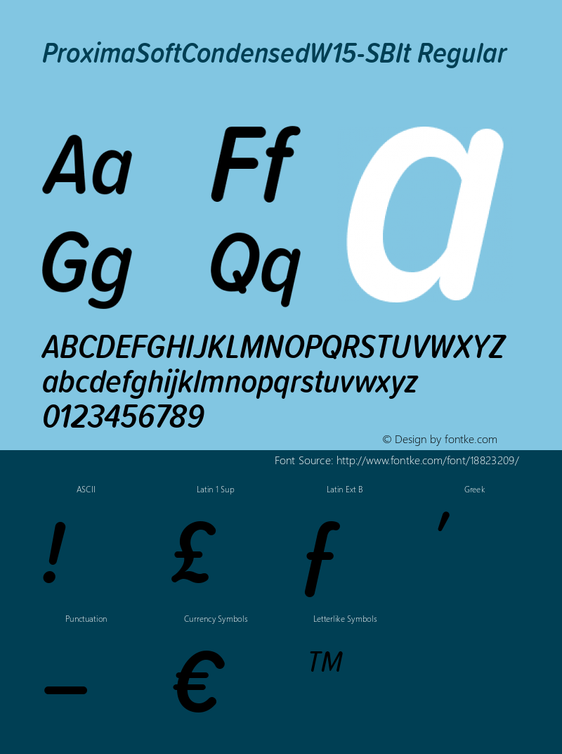 ProximaSoftCondensedW15-SBIt Regular Version 1.20 Font Sample