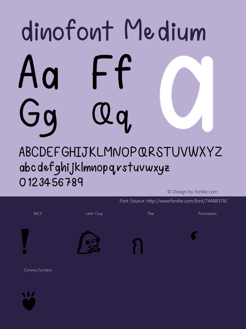 dinofont Version 001.000 Font Sample