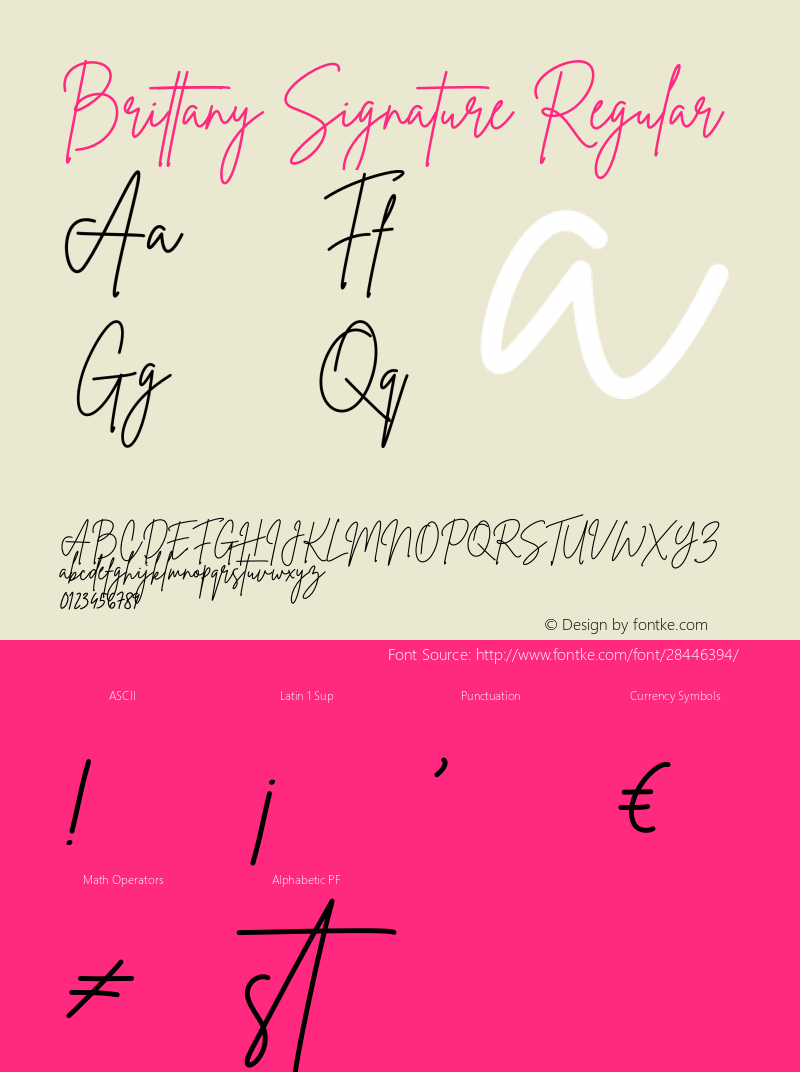 Brittany Signature Version 1.003;Fontself Maker 3.1.1 Font Sample