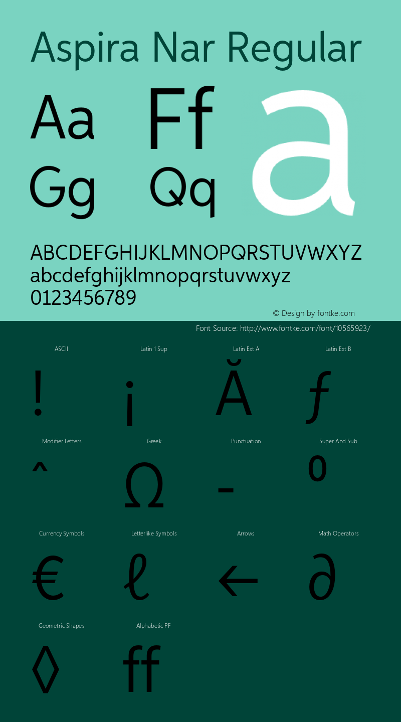 Aspira Nar Regular Version 1.05          UltraPrecision Font Font Sample