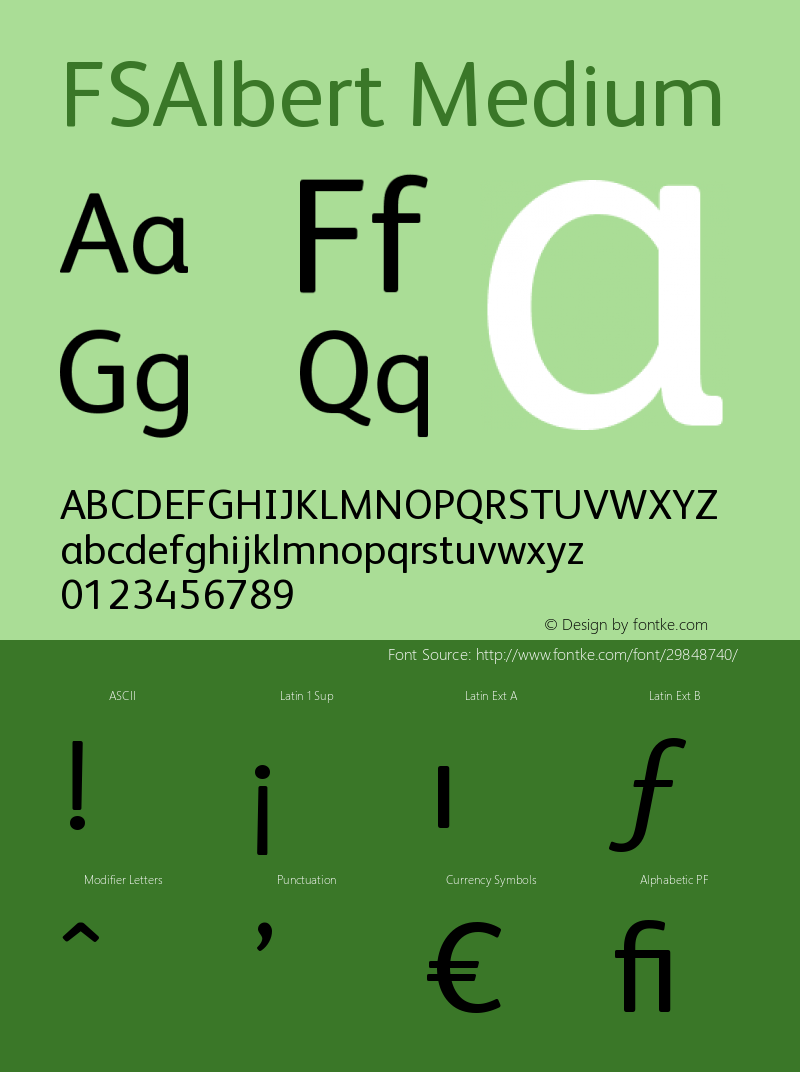 FSAlbert Medium Version 001.000 Font Sample