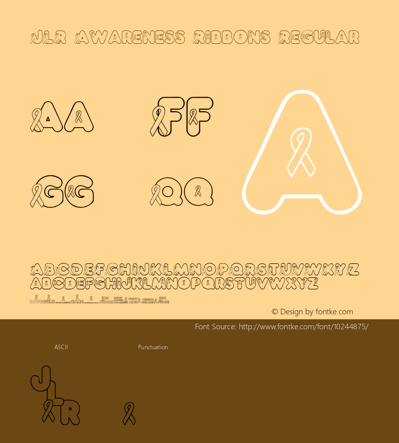JLR Awareness Ribbons Regular Macromedia Fontographer 4.1 8/19/01 Font Sample