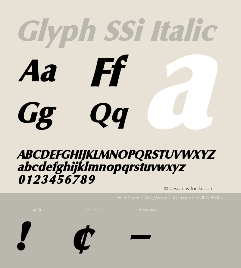 Glyph SSi Italic 001.001 Font Sample