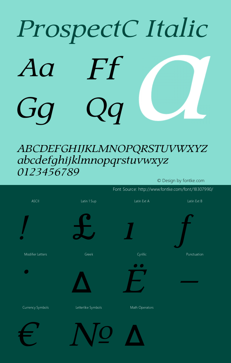 ProspectC Italic OTF 1.0;PS 001.000;Core 116;AOCW 1.0 161 Font Sample