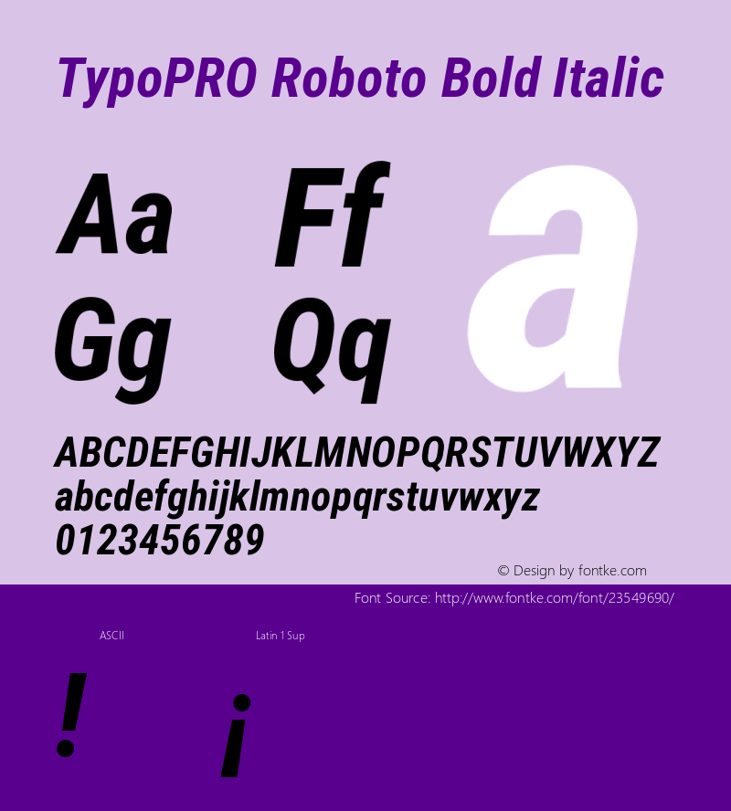 TypoPRO Roboto Condensed Bold Italic Version 2.136; 2016 Font Sample