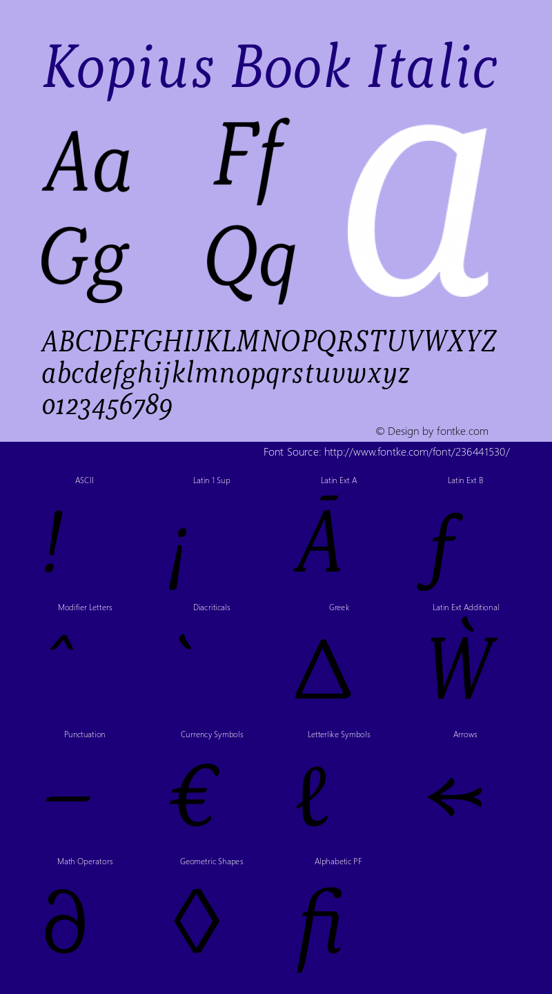 Kopius Book Italic Version 1.001图片样张