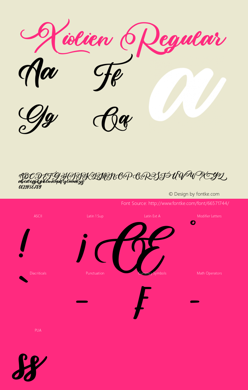 Xiolien Version 1.00;June 6, 2020;FontCreator 13.0.0.2630 64-bit Font Sample