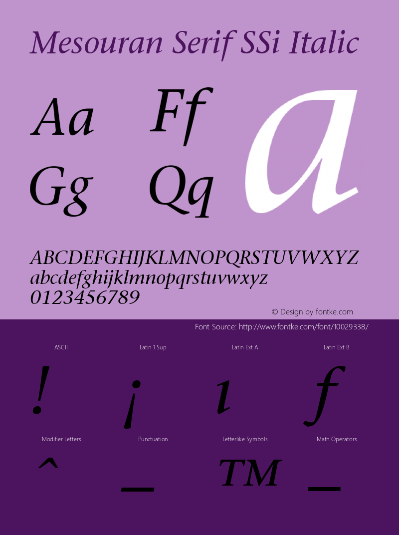 Mesouran Serif SSi Italic 001.000 Font Sample