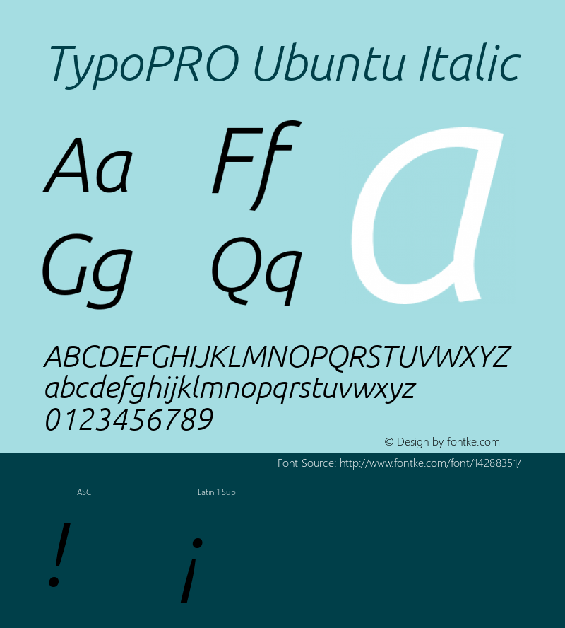 TypoPRO Ubuntu Italic Version 0.80 Font Sample