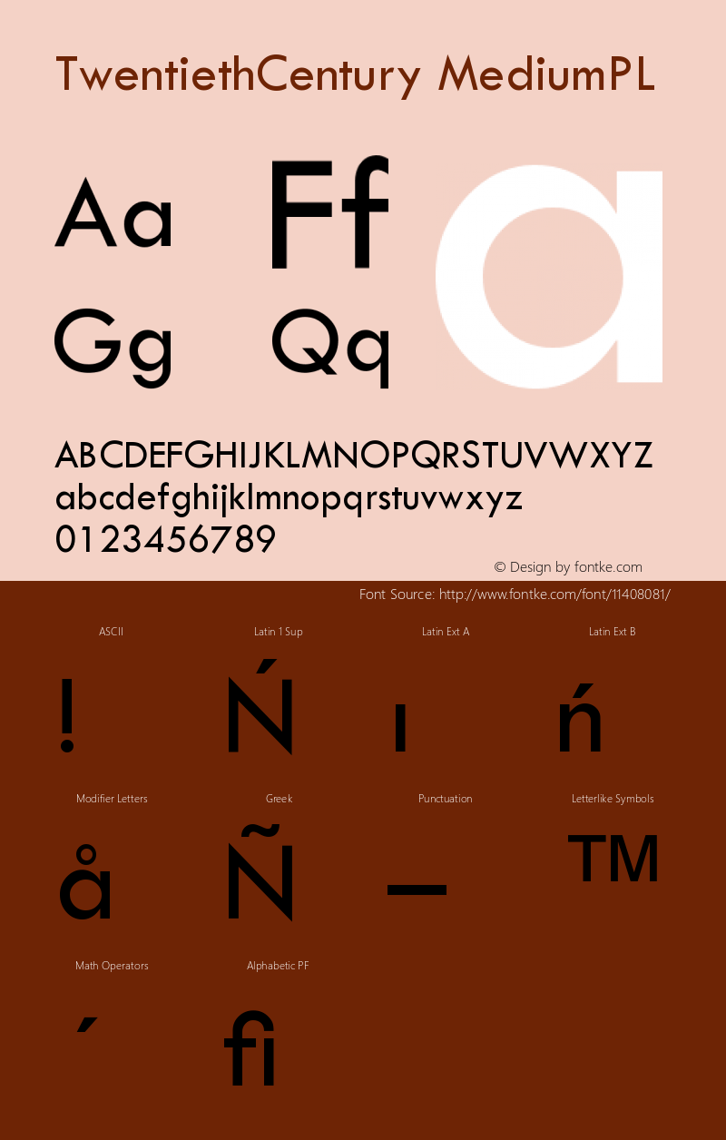 TwentiethCentury MediumPL Version 001.000 Font Sample