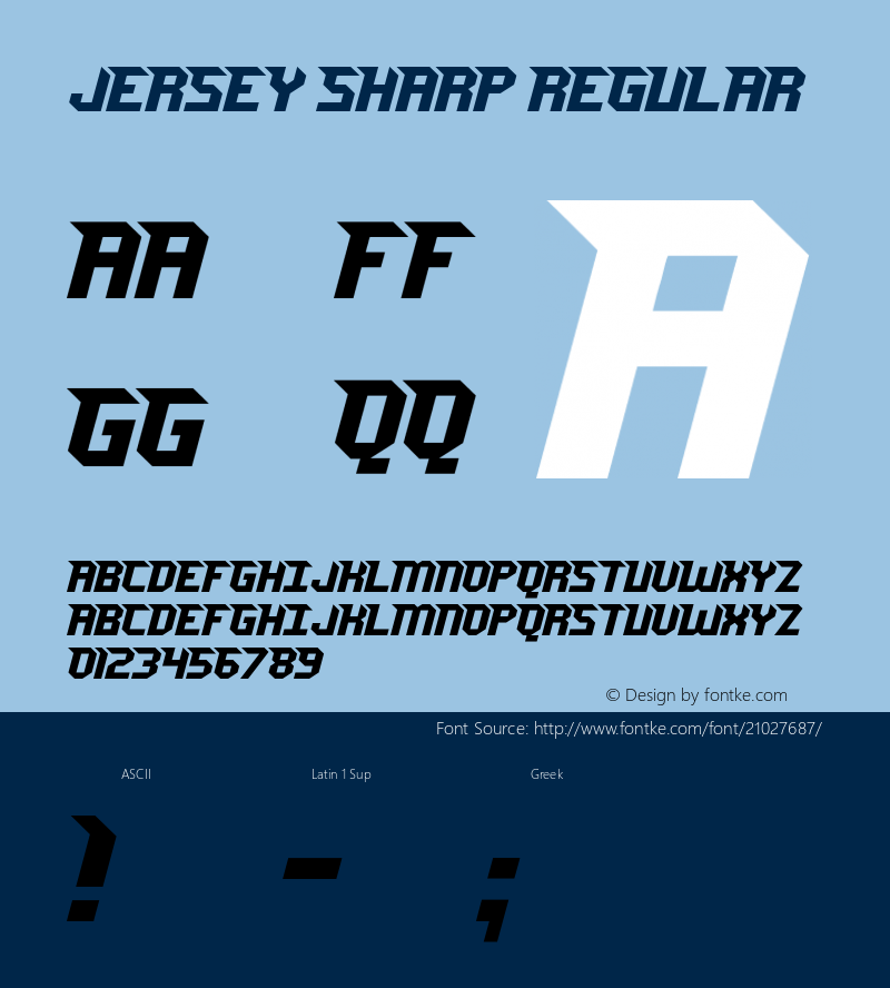 Jersey Sharp Version 1.00 October 2, 2014, initial release Font Sample