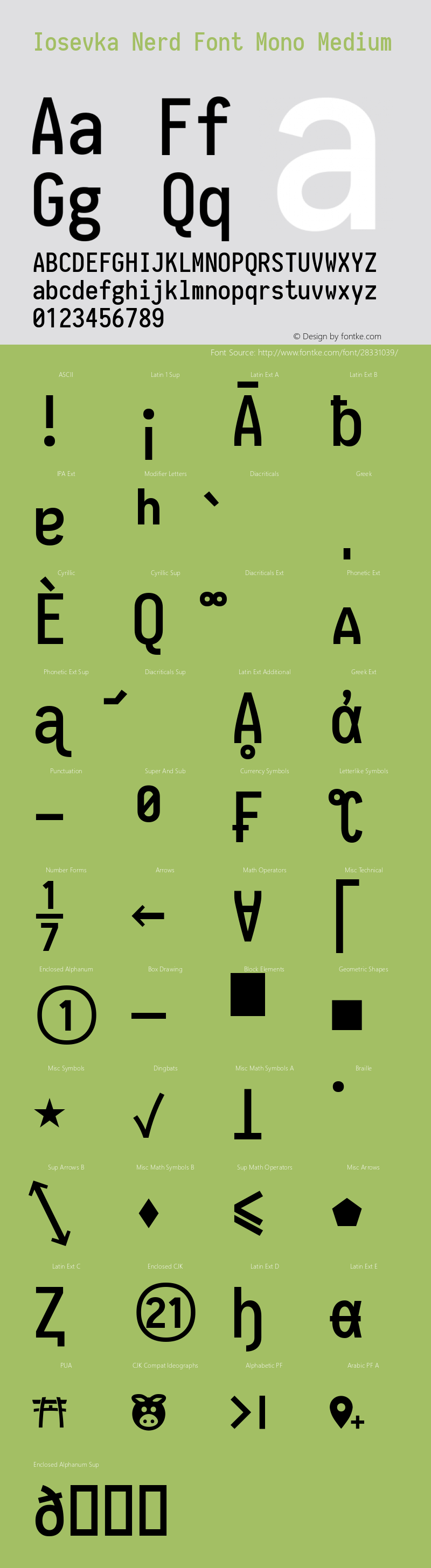 Iosevka Medium Nerd Font Complete Mono 1.14.0; ttfautohint (v1.7.9-c794) Font Sample